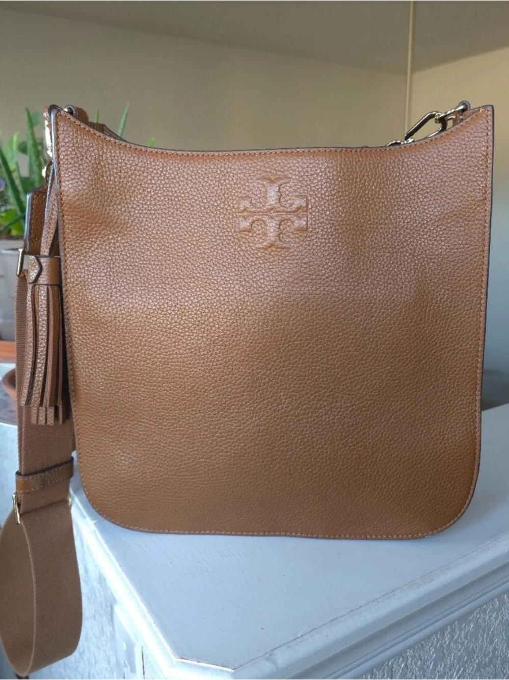 Tory Burch Leather Thea Web Large Shoulder/ Messenger/Crossbody Bag